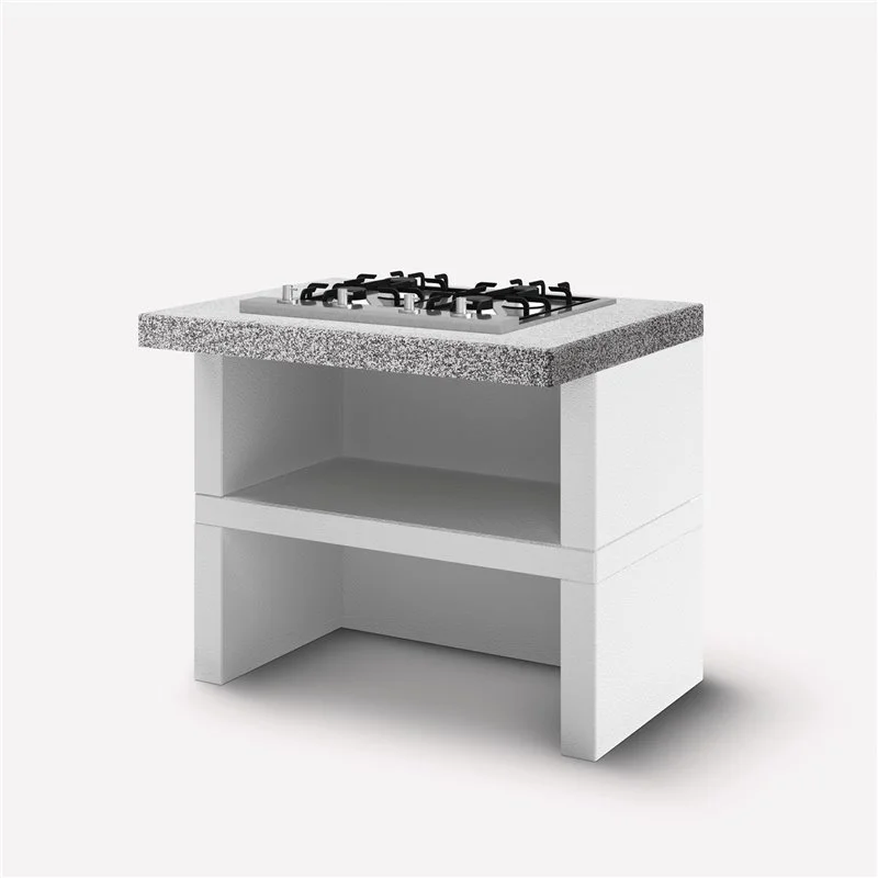 Modulo fornello gas 4 fuochi 90cm in cemento per barbecue
