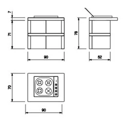 Modulo fornello gas 4 fuochi 90cm in cemento per barbecue