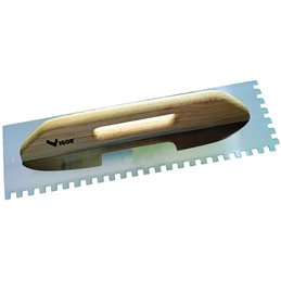 Thin 2-handed trowel VIGOR 480x140mm notched 10x10