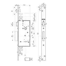 Mottura 40.711 1/2g. double map mortise lock
