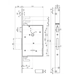 Mottura 40.741 1/2g. triple double map mortise lock