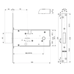 Mottura 41.812 1/2g. double map mortise lock