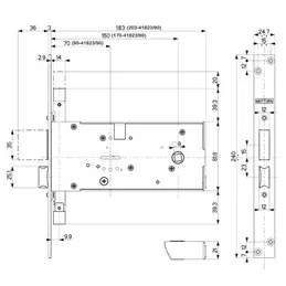 Mottura 41.823 1/2g. triple double map mortise lock