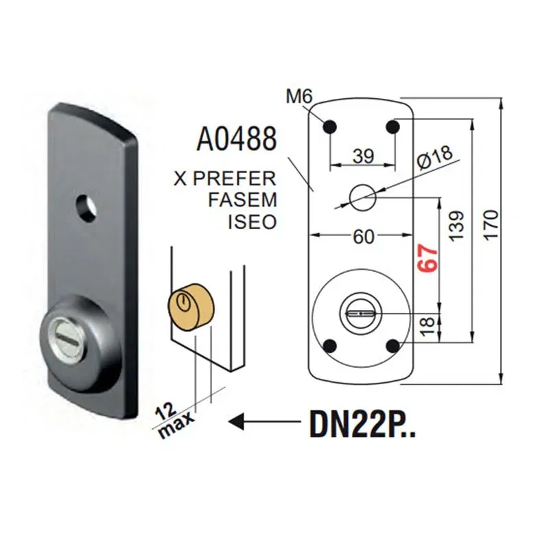 Anti-tear plate for DISEC DN22PST overhead shutter lock Anti-tear plate for DISEC DN22PST overhead shutter lock