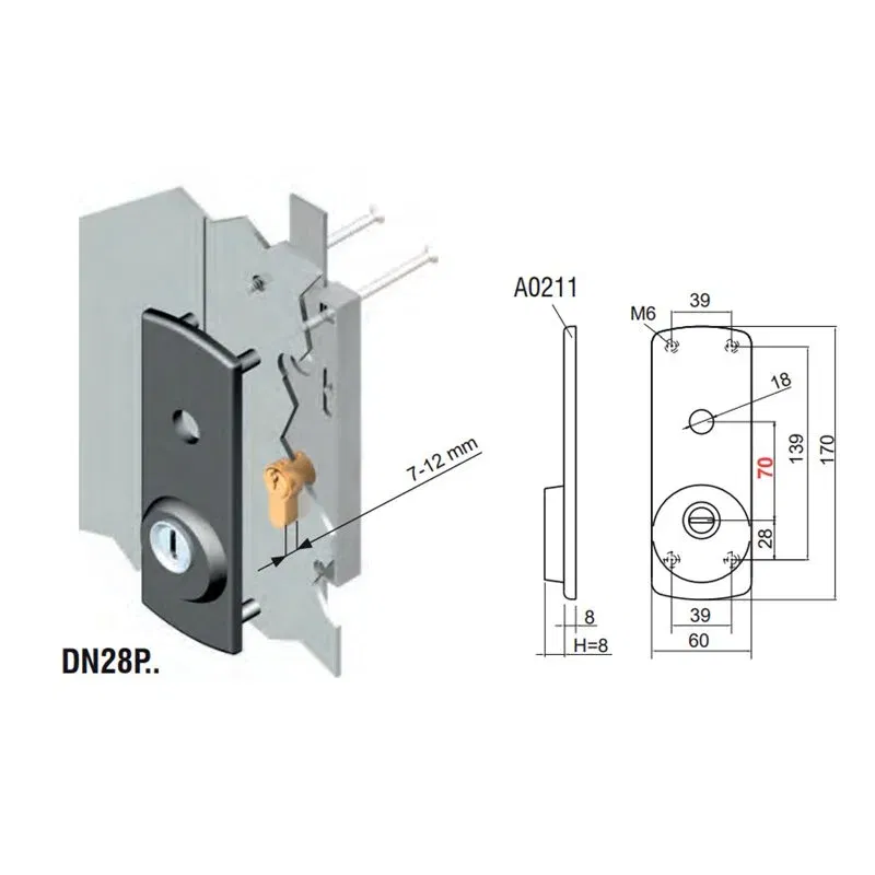 Anti-tear plate for DISEC DN28PST overhead shutter lock