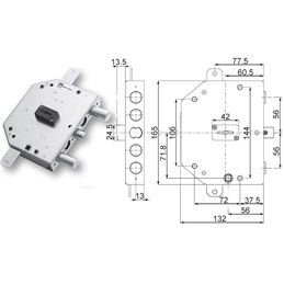 Serratura porta blindata Mottura 89C755/56 triplice 1/2 giro