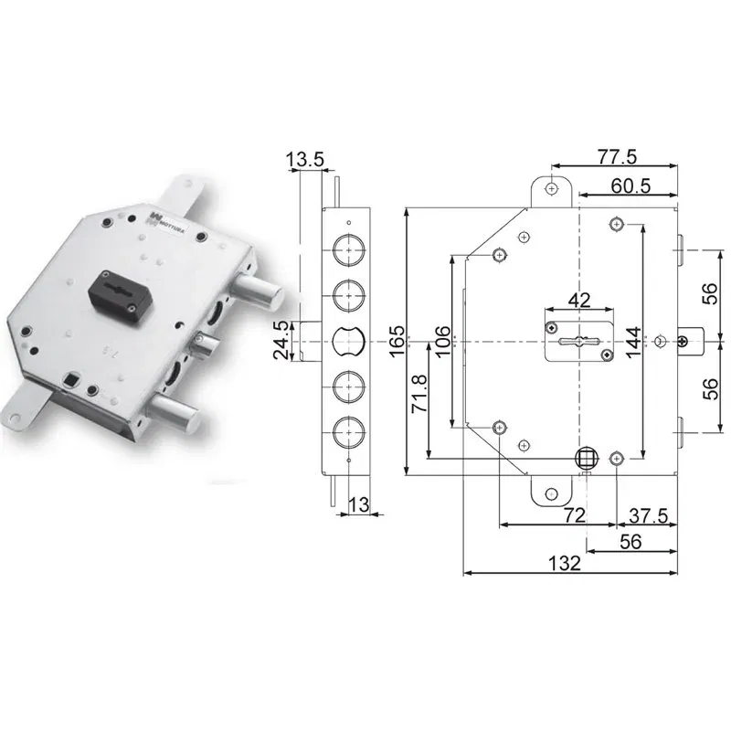 Security door lock Mottura 89C755/56