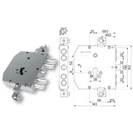 Armored door lock Mottura 89E305W22T type ESETY (Tesio)