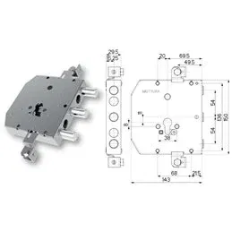 Armored door lock Mottura 89E307W54T type ESETY (Tesio)
