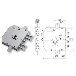 Armored door lock Mottura 89E310W22T type ESETY (Tesio)