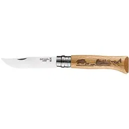 Opinel Virobloc N.8 VRI ANIMALIA knife with pyrographed handle