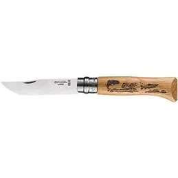 Opinel Virobloc N.8 VRI ANIMALIA knife with pyrographed handle