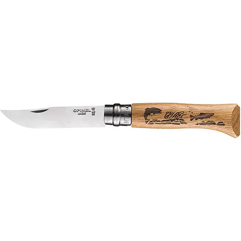 Opinel Virobloc N.8 VRI ANIMALIA knife with pyrographed handle