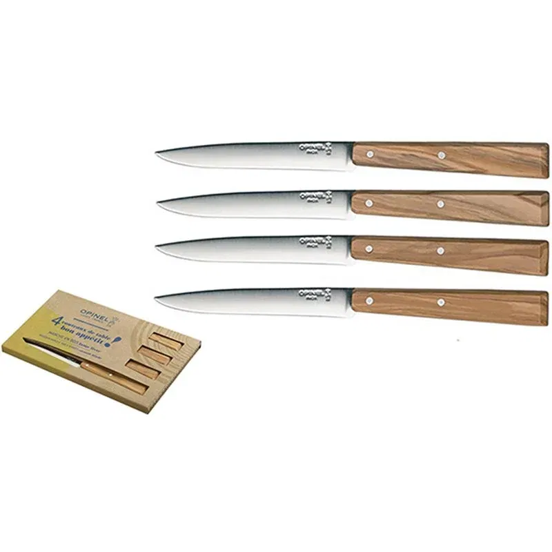 Coltello OPINEL 125 da tavola set 4 pezzi manico legno ulivo