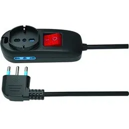 Multi-socket power strip 3 places Schuko+by-pass 16A plug black