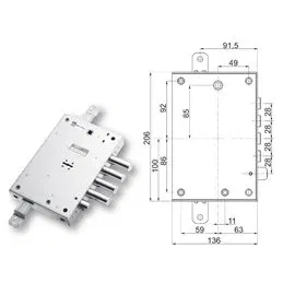 Security door lock Mottura 89.571EFC for EFFEPI