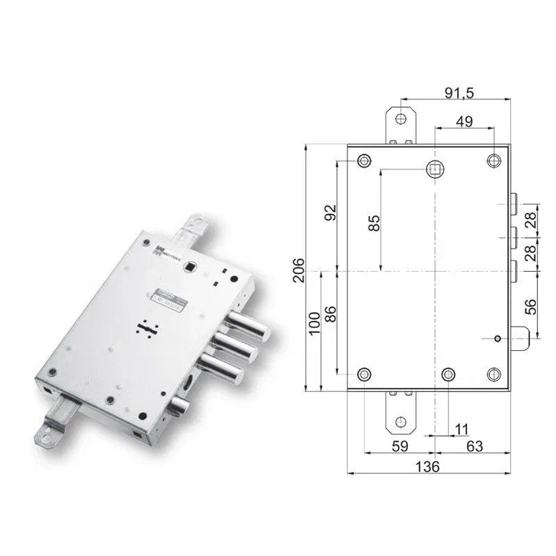 Serratura porta blindata Mottura 89.571EF3 triplice 1/2g EFFEPI