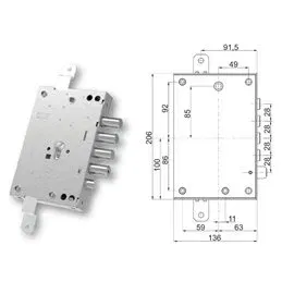 Serratura porta blindata Mottura 89.2571EFWQ triplice 1/2g EFFEPI