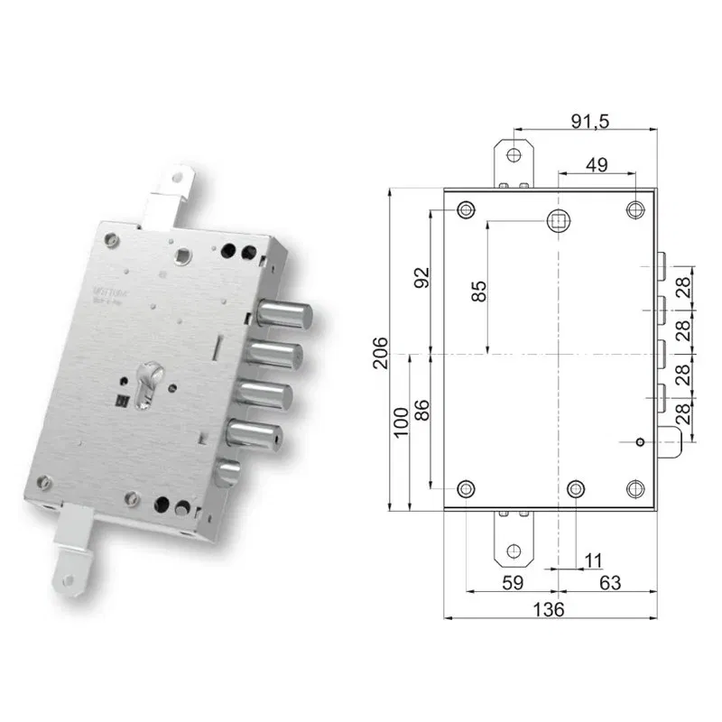 Serratura porta blindata Mottura 89.2571EFWQ triplice 1/2g EFFEPI