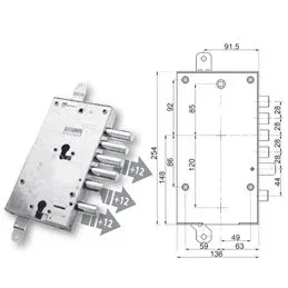 Security door lock Mottura 89.8589MR/Q Euro profyle for EURODOOR