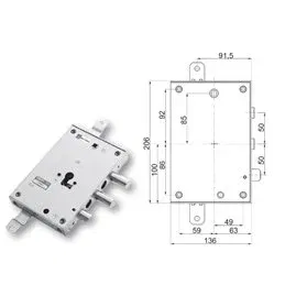 Security door lock Mottura 89.8571EF/Q for FAPA