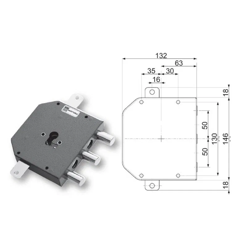 Security door lock Mottura 89.8620FA/T for FAPA