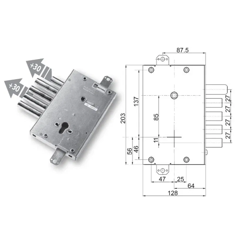 Mottura 89.4515/E7Q triple 1/2g FBS armored door lock