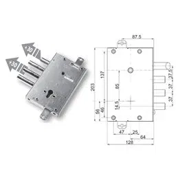 Mottura 89.4515/7EQ triple 1/2g FBS armored door lock