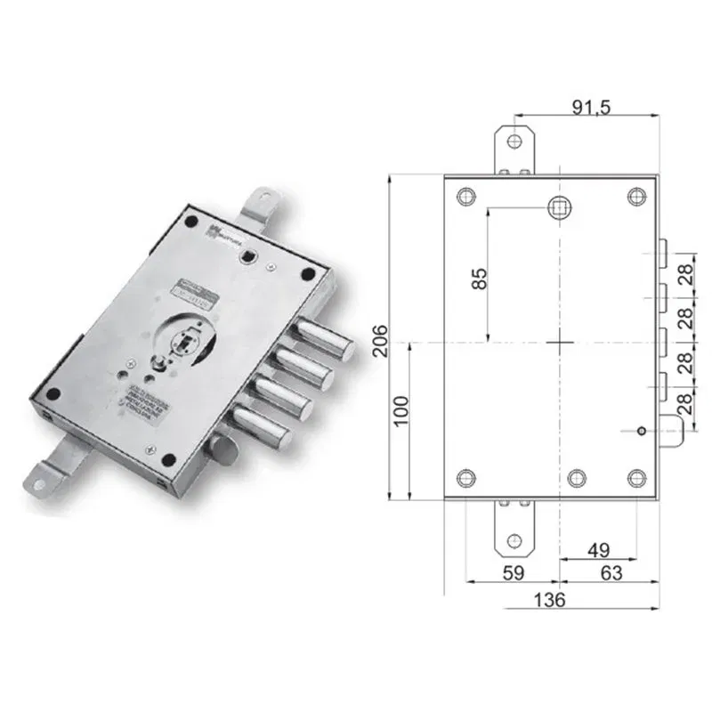 Security door lock Mottura 89.671FE/B for FEDELI Security door lock Mottura 89.671FE/B for FEDELI