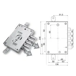 Security door lock Mottura 89.671FE/B for FEDELI