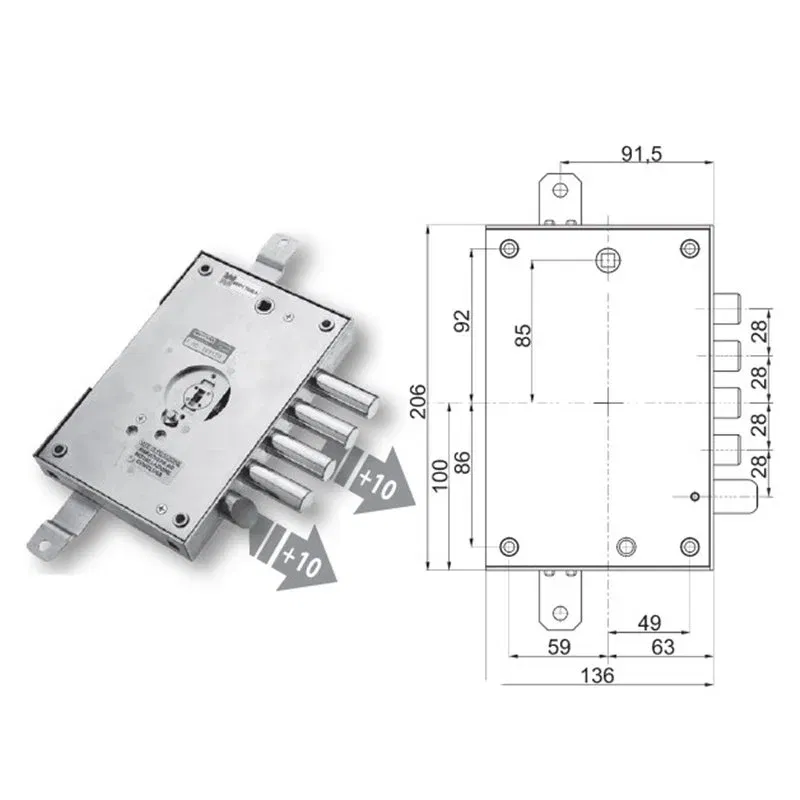 Serratura porta blindata Mottura 89.671FE/B triplice 1/2g FEDELI
