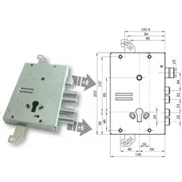 Mottura 89.G515W2DQ triple 1/2g GASPEROTTI armored door lock
