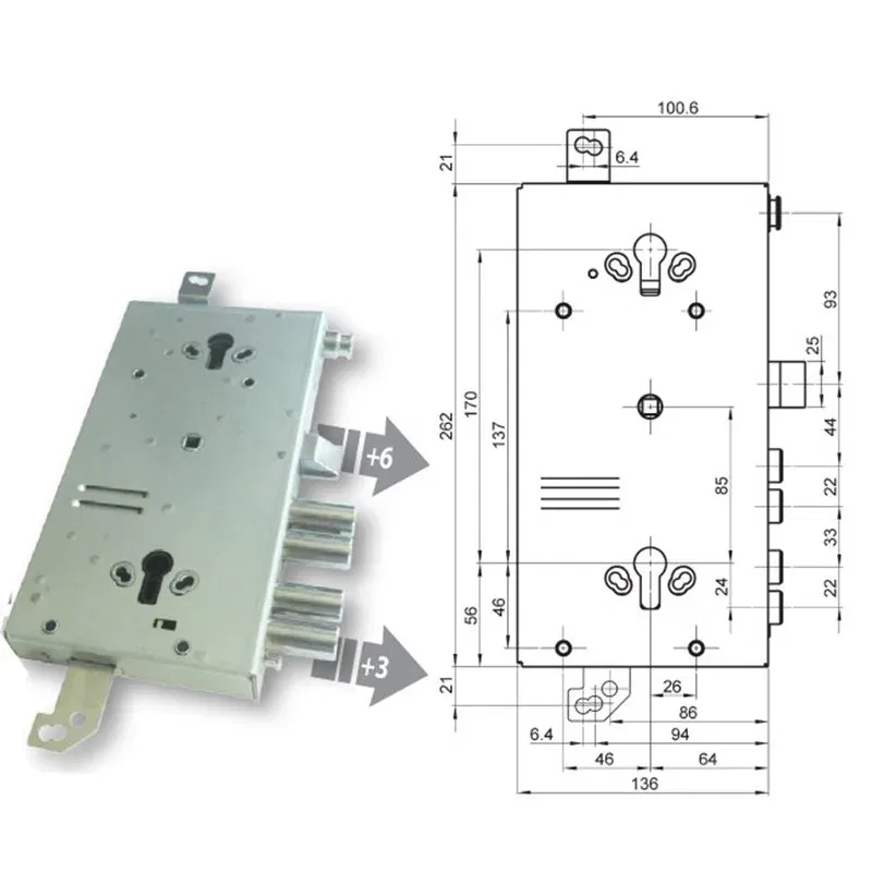Mottura 89.G767W2MQ triple 1/2g GASPEROTTI armored door lock