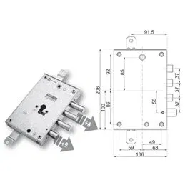Mottura 89.8571G/1Q triple 1/2g GREG armored door lock