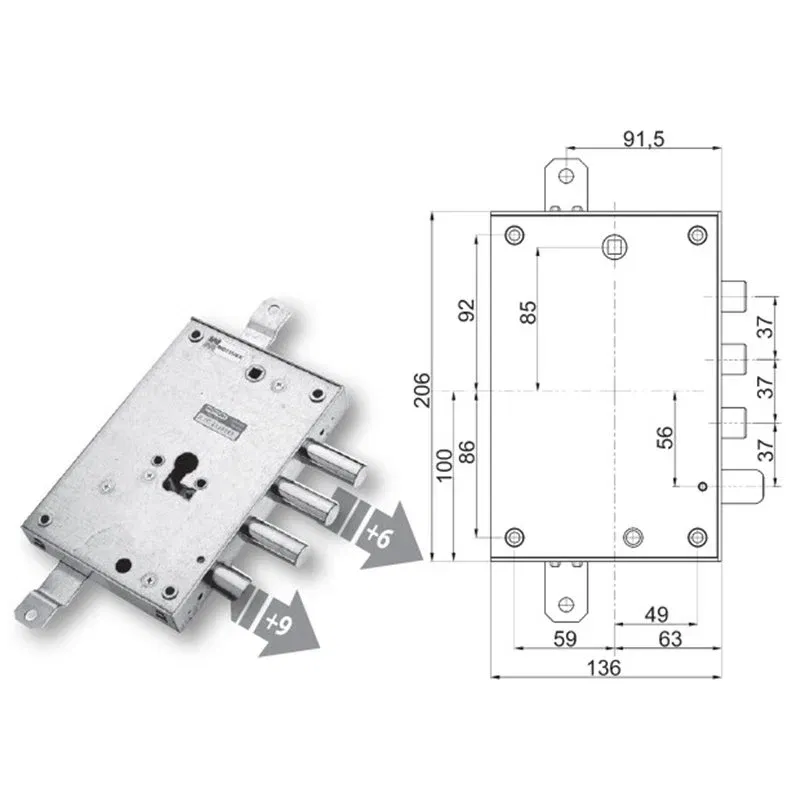 Mottura 89.8571G/1Q triple 1/2g GREG armored door lock