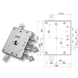 Security door lock Mottura 89.E8571G/Q for GREG