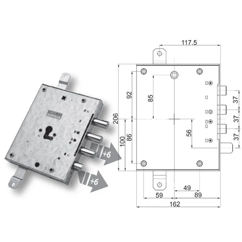 Security door lock Mottura 89.E8571G/Q for GREG