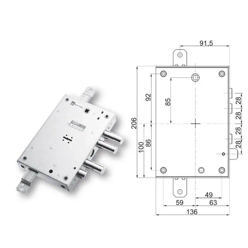 Security door lock Mottura 89.571ISA/0 for ISALL