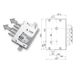 Mottura 89Y515MAS/1 triple 1/2g MASTER armored door lock