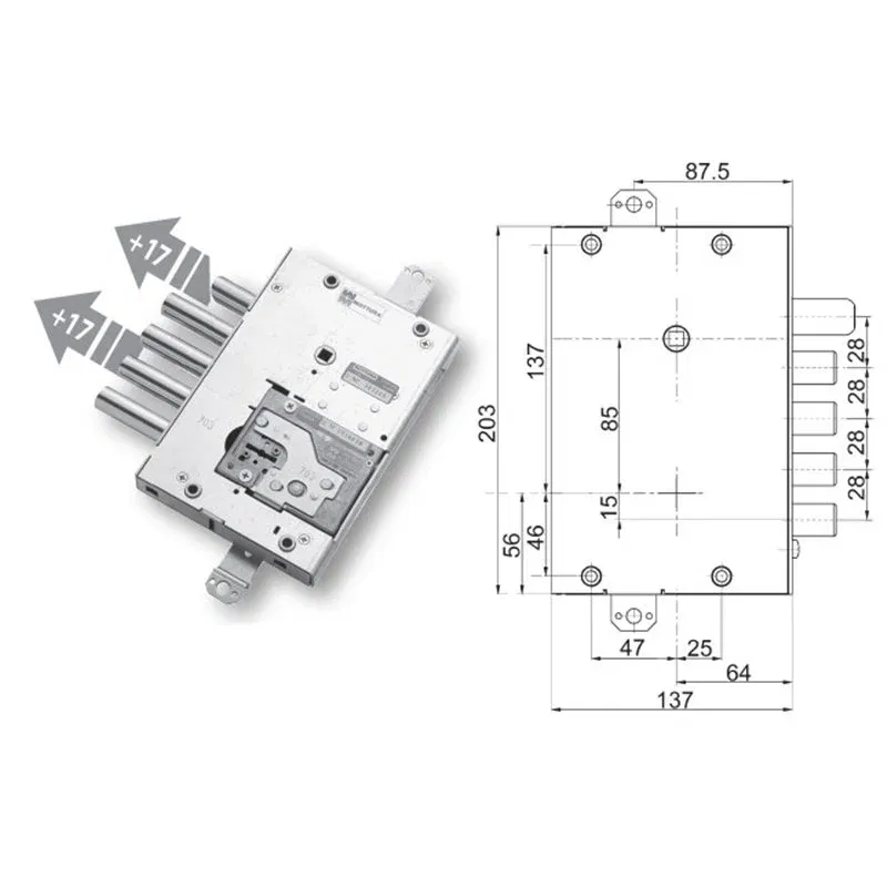 Mottura 89Y515MAS/1 triple 1/2g MASTER armored door lock