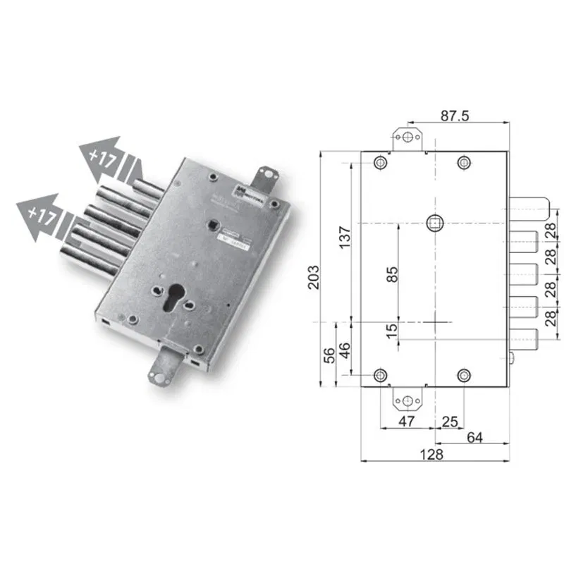 Security door lock Mottura 89.4515M1/Q for MASTER