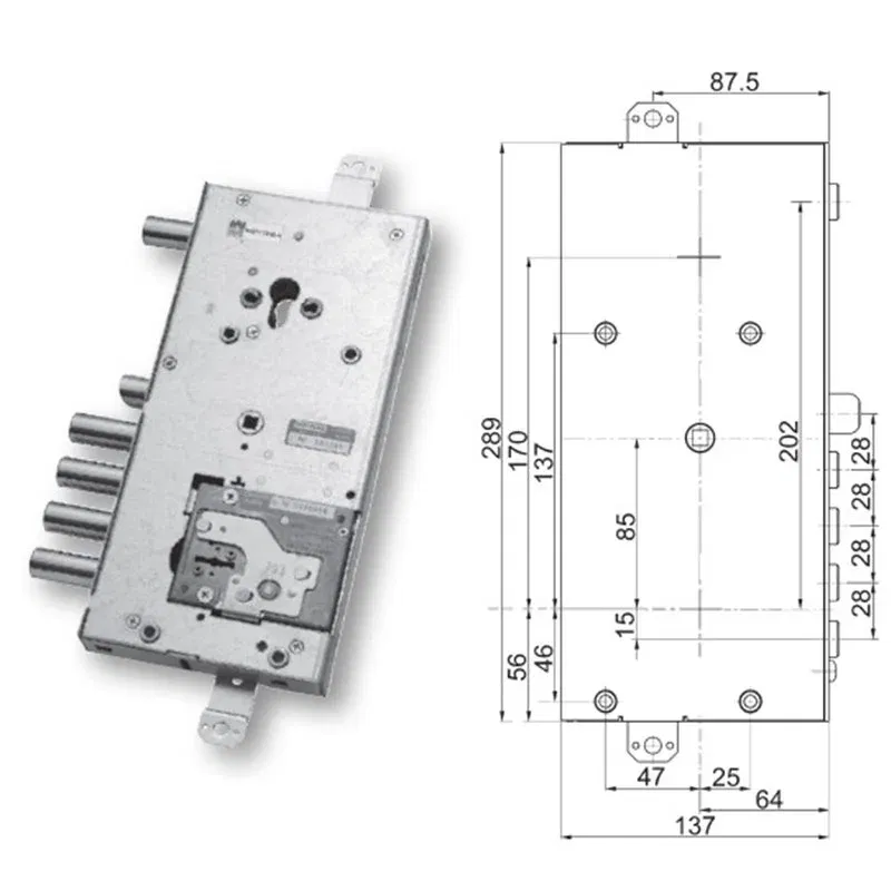 Security door lock Mottura 89.Y916MAS plurisystem for MASTER