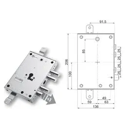 Mottura 89.8571M1/Q triple 1/2g METALNOVA armored door lock