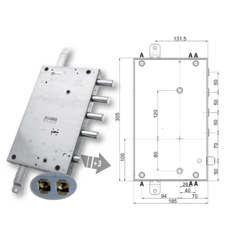 Security door lock Mottura 89.561ME6L for METALNOVA