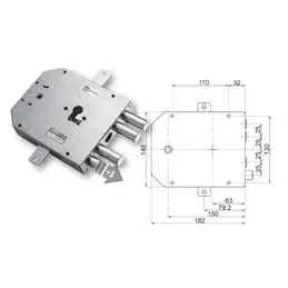 Security door lock Mottura 89.8555MET Euro profyle for METALNOVA