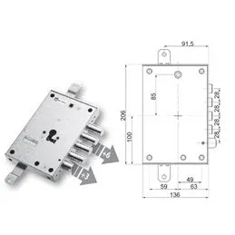 Security door lock Mottura 89.8571KO/Q for OIKOS