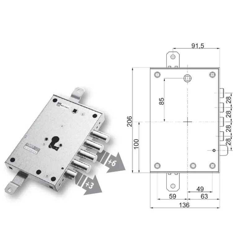 Security door lock Mottura 89.8571KO/Q for OIKOS
