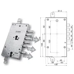 Mottura 89.8589/PAQ triple 1/2g PAN armored door lock