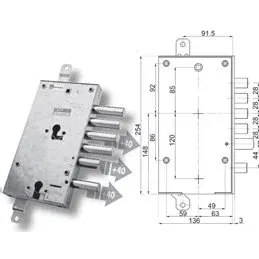 Security door lock Mottura 89.8589/P1Q Euro profyle for PAN