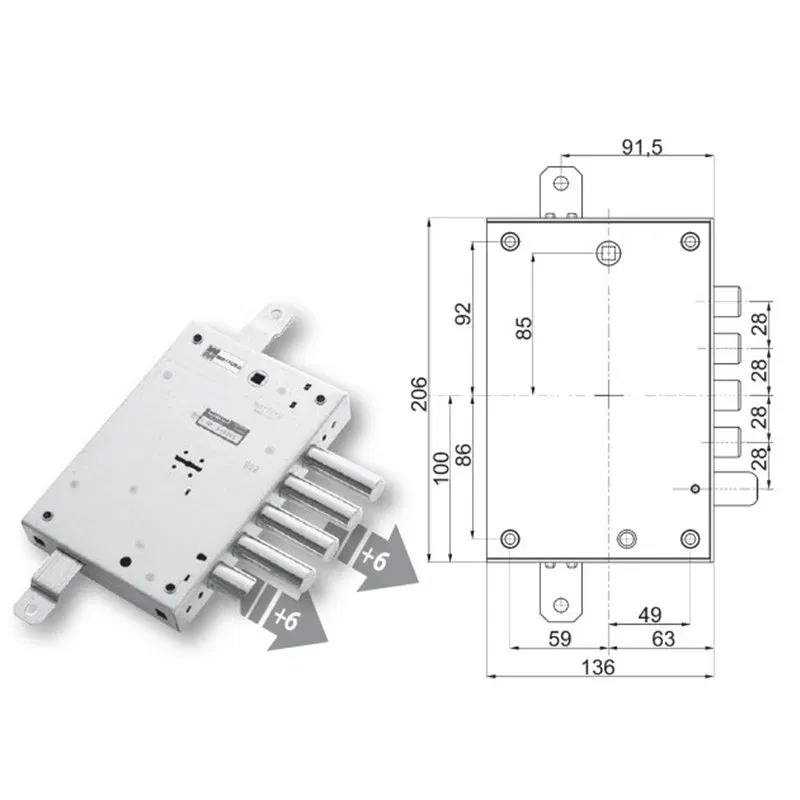 Security door lock Mottura 89.571SAFIR for SAFIR